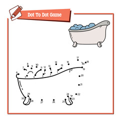 Vector illustration educational game of dot to dot puzzle with doodle bath for children