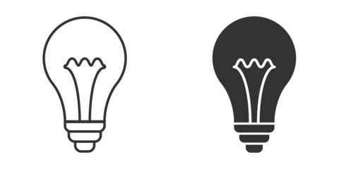 Light bulb icon in flat style. Lightbulb vector illustration on white isolated background. Energy lamp sign business concept.