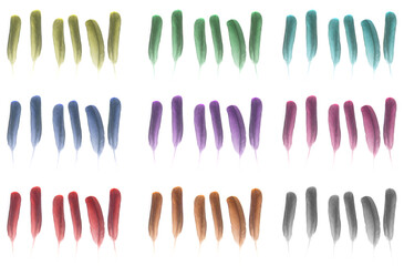 multicolor of bird feather mix set