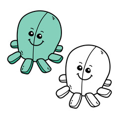 Vector illustration coloring page of doodle octopus for children and scrap book