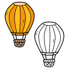 Vector illustration coloring page of doodle hot air balloon for children and scrap book