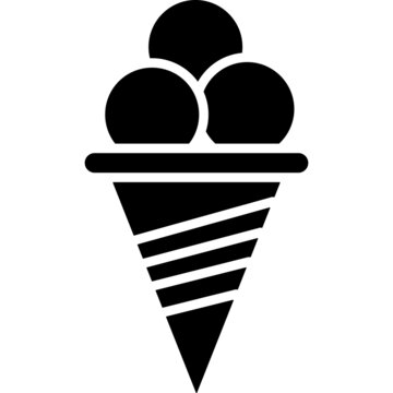 Ice Cream Cone Glyph Icon Food Vector 