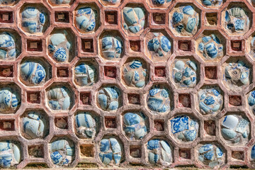 Decoration of the Hien Lam Cac house in the Imperial City with the Purple Forbidden City within the Citadel in Hue, Vietnam. Imperial Royal Palace of Nguyen dynasty