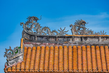 Decoration of the Hien Lam Cac house in the Imperial City with the Purple Forbidden City within the...