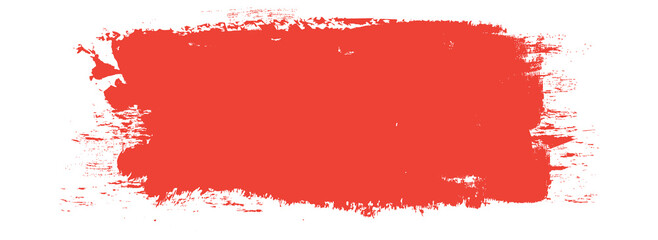 Red brush stroke isolated on white background. Trendy brush stroke vector for red ink paint, grunge backdrop, dirt banner, watercolor design and dirty texture. Brush stroke vector