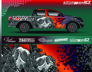 Car decal, truck and cargo van graphic vector, wrap vinyl sticker. Graphic abstract stripe designs for race and drift livery car © Gib