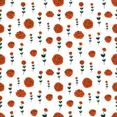 Seamless pattern for Valentine's Day with cute hand drawn elements. Flat vector illustration for paper, textile, fabric, prints, wrapping, greeting cards, banners