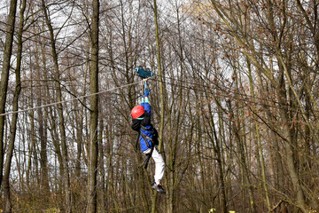 child running in the forest