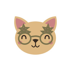 Christmas cat face, Merry Christmas icon of cute cats with accessories
