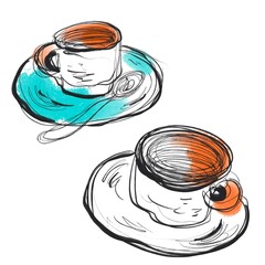 Colored Sketch of couple of cups