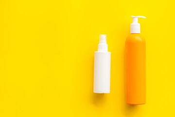 UV sun protection cosmetic - bottles with sunscreen