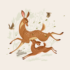 Deer with a little deer