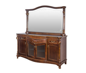 Brown chest of drawers with mirror classic furniture