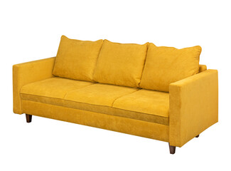 Yellow sofa on a white background