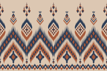 Ethnic ikat beautiful seamless pattern. Mexican striped style. Native traditional. Design for background, wallpaper, vector illustration, fabric, clothing, batik, carpet, embroidery. - obrazy, fototapety, plakaty