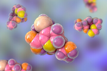 Imipenem antibiotic molecule, 3D illustration
