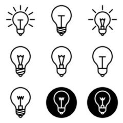 Lightbulbs Flat Icon Set Isolated On White Background