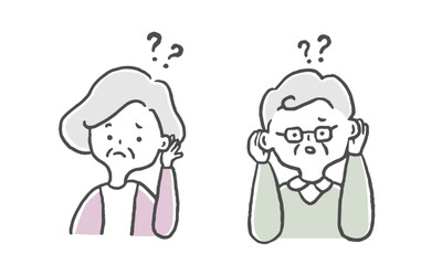 耳が聞こえにくいシニア高齢者　男女