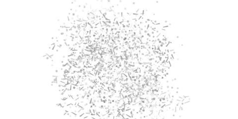 Confetti on isolated white background. Geometric texture with glitters. Image for banners, posters and flyers. Greeting cards. Black and white illustration