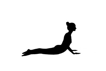 Woman silhouette isolated on white background. Yoga, sports, asana.
