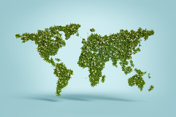 world map of vegetation and flowers