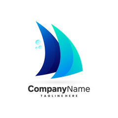 two shark fin vector logo design template