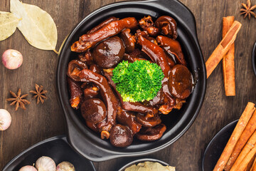 Chinese food: a plate of braised goose paw
