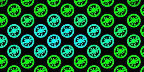Dark Green vector backdrop with virus symbols.