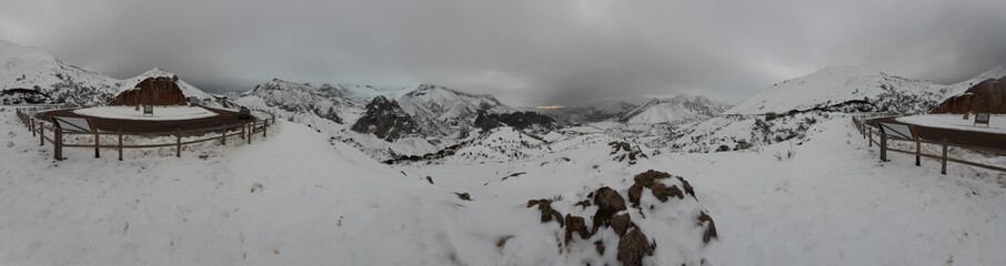 snow covered mountains