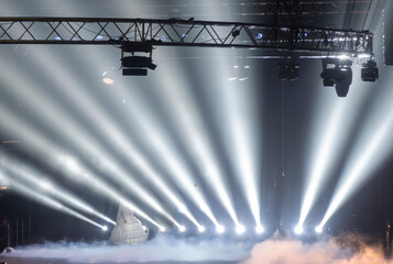 stage lighting in the theater and at the concert. Lighting equipment on an empty stage.