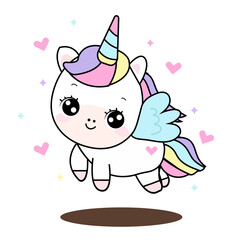 Obraz na płótnie Canvas cute cartoon character unicorn. print for baby shower
