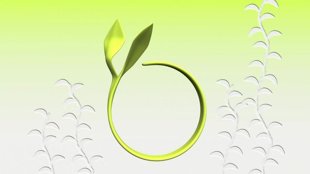 3d animation of a logo element for green industry, ecology, environmental protection in the form of a young sprout.