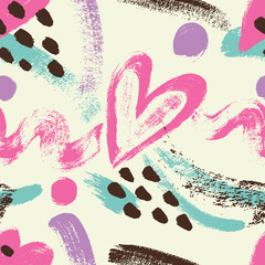 Seamless vector pattern. Abstract background with bright ornament. Dry brush.
