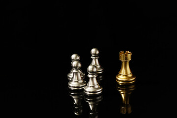 Strategic concept chess board game. planning and decision making business leader concept.