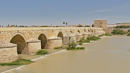 Fototapeta na wymiar Roman bridge over Guadalquivir river in Cordoba, Andalusia, Spain