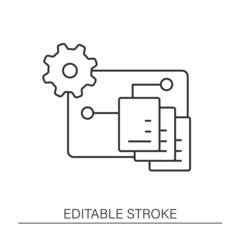  Implementing business automation line icon. Monitoring database. Improvement, automation productivity. Business automation concept.Isolated vector illustration.Editable stroke