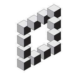 Obraz premium Figuras imposibles. Cuadrado montado de 3-D cubos.