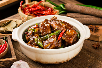 Chinese Cuisine: a plate of braised ribs