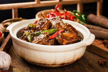 Chinese Cuisine: a plate of braised ribs