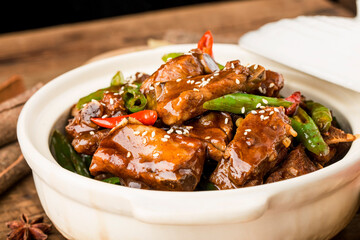 Chinese Cuisine: a plate of braised ribs