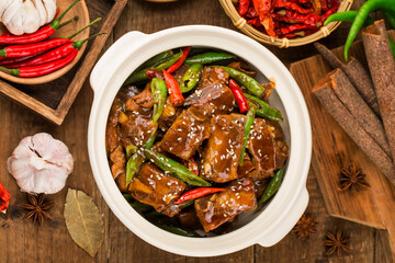 Chinese Cuisine: a plate of braised ribs
