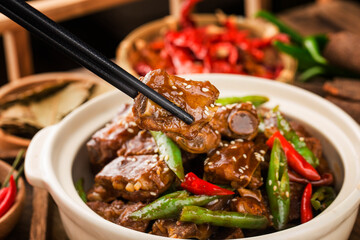 Chinese Cuisine: a plate of braised ribs