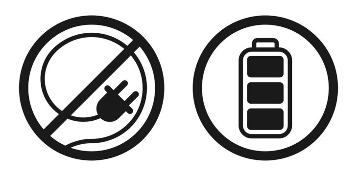 Cordless technology and built-in battery icons