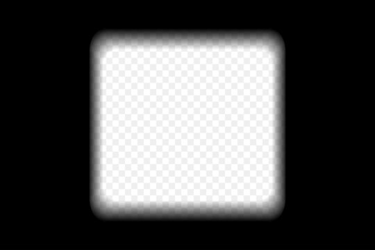 Old black cinematic frame with transparent background. Antique filmstrip slide template in realistic style. Vector illustration.