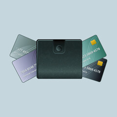 Leather wallet with credit cards, wallet with credit cards, credit cards, wallet