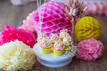 decor and candy bar for birthday