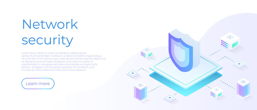 Network Data Security Isometric Vector Illustration. Data Saving Concept. Secure Bank Transaction With Password Verification Via Internet.