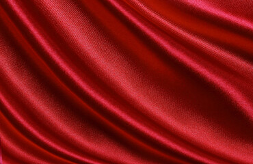 Fototapeta na wymiar Red silk or satin luxury fabric texture can use as abstract background. Top view