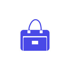 Suitcase in violet. Vector icon isolated on white background.