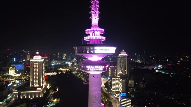 Night view of Nantong TV Tower City, Jiangsu Province